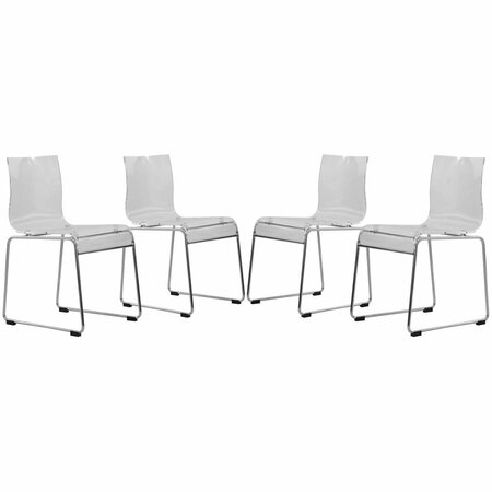 KD AMERICANA 32.40 in. Lima Modern Acrylic Chair Clear - Set of 4 KD3033009